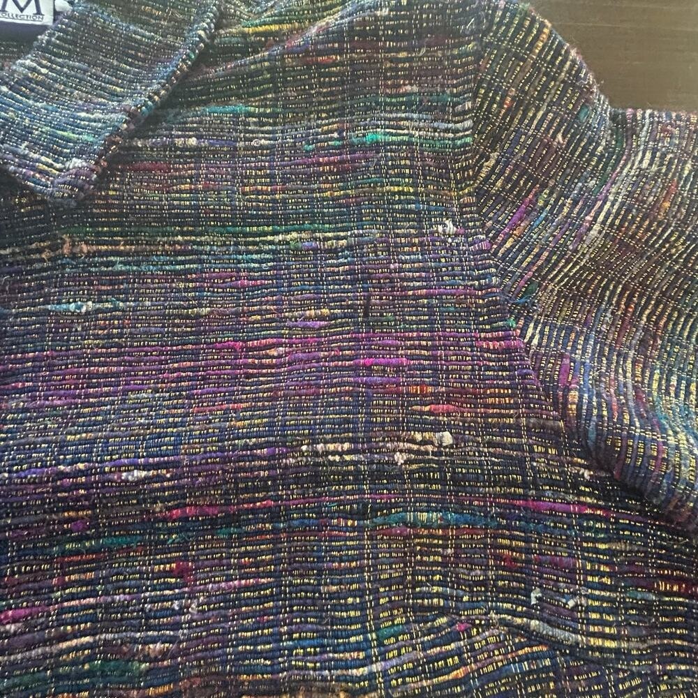 JM Collection Shirt Jacket Large Multi-Color Silk Metallic Textured‎ Shacket - Picture 5 of 10